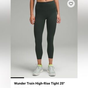 Luluemon Wunder Train High-Rise Tight 25" in Legacy Green